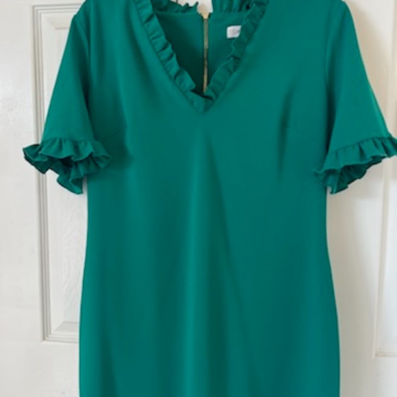Calvin Klein Dress V Neck Ruffle Sleeve and Neck 12 - Picture 2 of 8